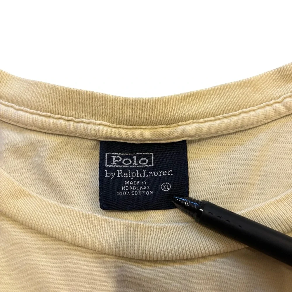 Vintage Polo Ralph Lauren Polo Bear Graphic T-Shirt Mens XL Beige Short Sleeve